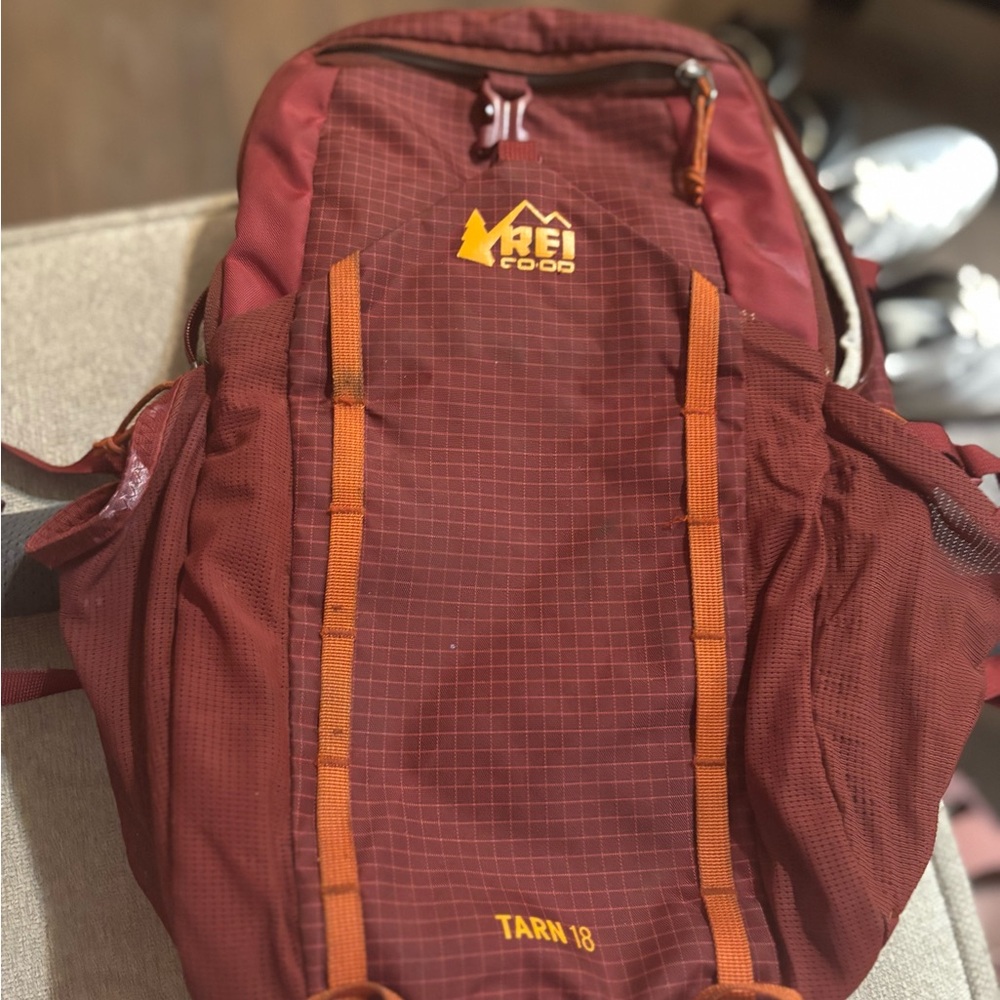 REI Red Hiking Backpack Durable Outdoor Design
